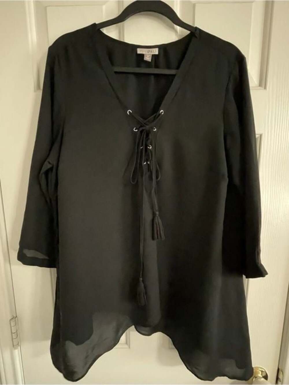 Women’s Roz & Ali Black 3/4 sleeve Tunic 1X